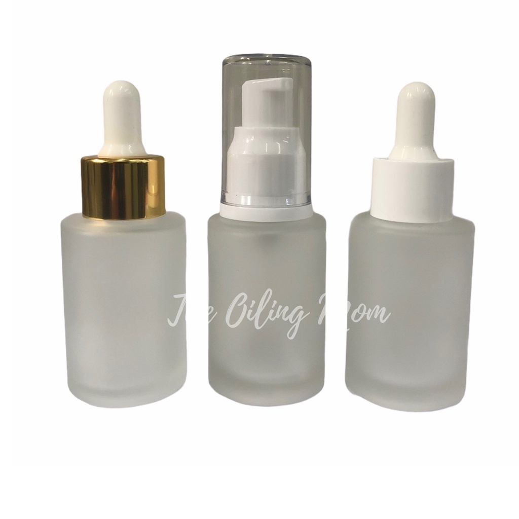 30ml Clear Frosted Glass Dropper bottle serum bottle with white and