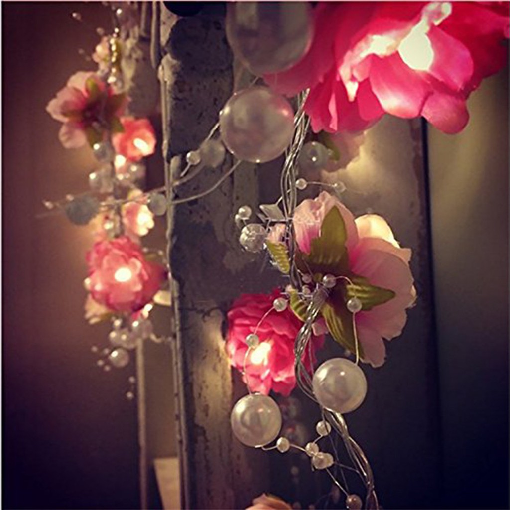 Attery Powered Rose Flower String Fairy Light Christmas Wedding Decoration Lamp