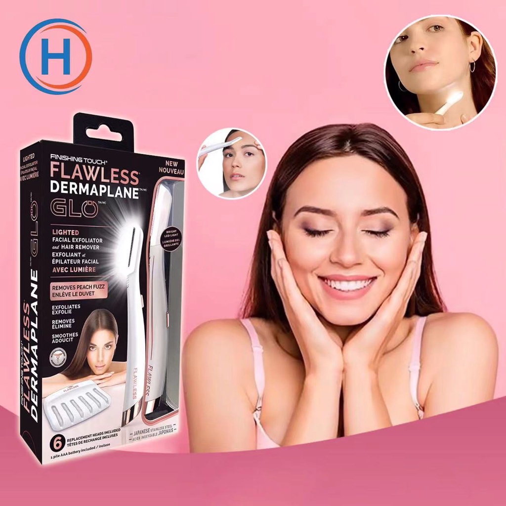 HEKKAW Flawless Dermaplane Glo Lighted Facial Dermaplaning and Hair