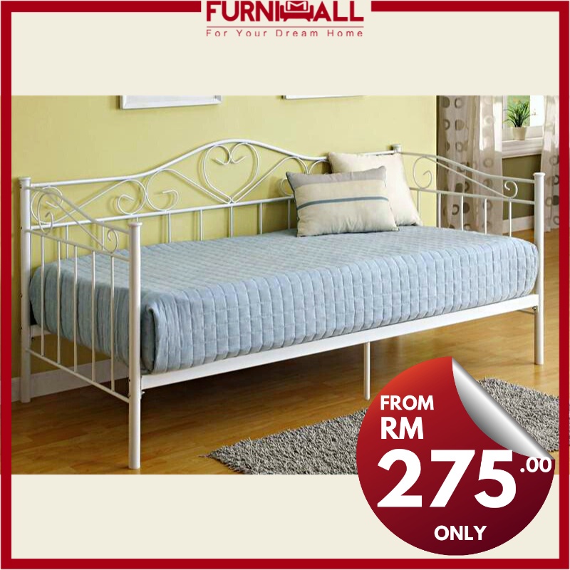 FURNIMALL DAY BED SINGLE METAL BED FRAME/KATIL BESI/SOFA BED/DAYBED