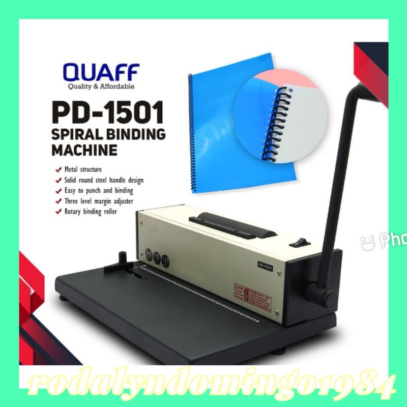 QUAFF SPIRAL BINDING MACHINE PD 1501 Shopee Philippines