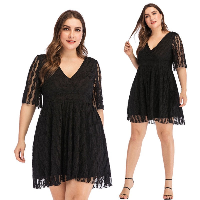 plus size lace mini dress