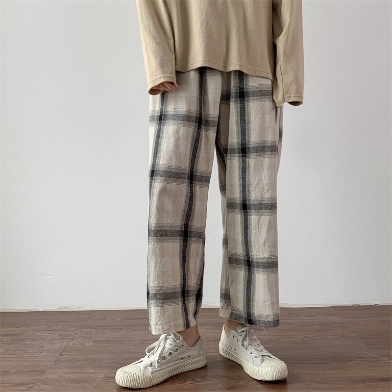 straight leg plaid pants