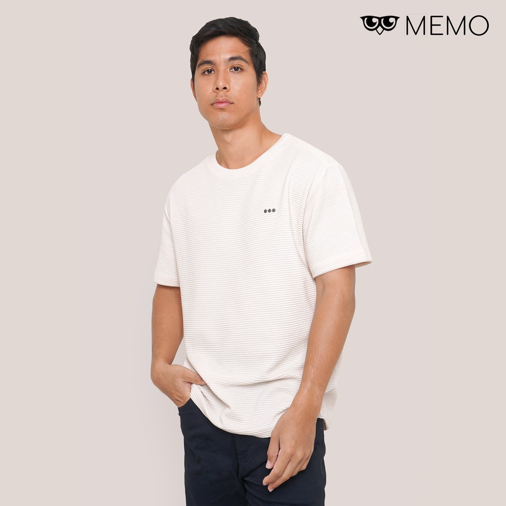 Memo Men's Textured Tee (Cream) Shopee Philippines
