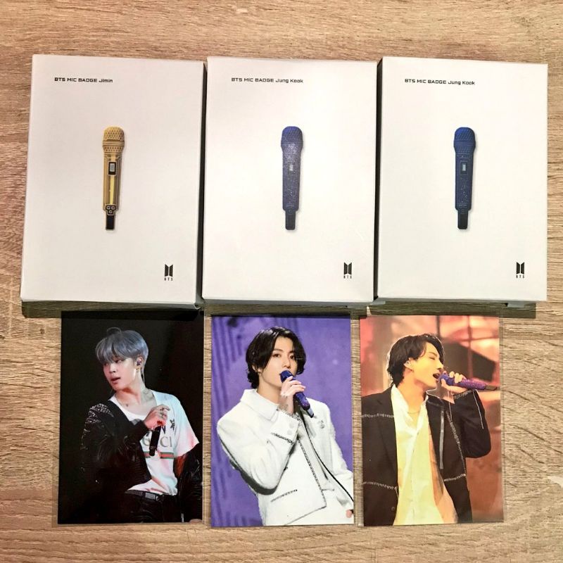 (Ready) Pin MIC BADGE BTS + PHOTOCARD OFFICIAL HYBE INSIGHT FULLSET JIMIN PC MIC MUSEUM MIC