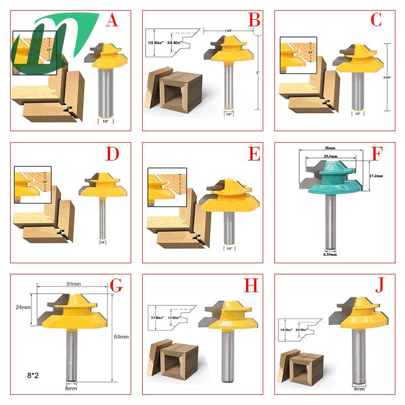 45 Degree Shank Lock Miter Router Bit Tungsten Woodworking 