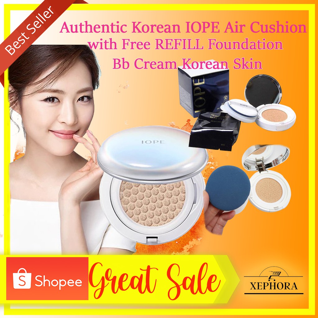 100 Authentic Korean IOPE Air Cushion with Free REFILL Foundation BB
