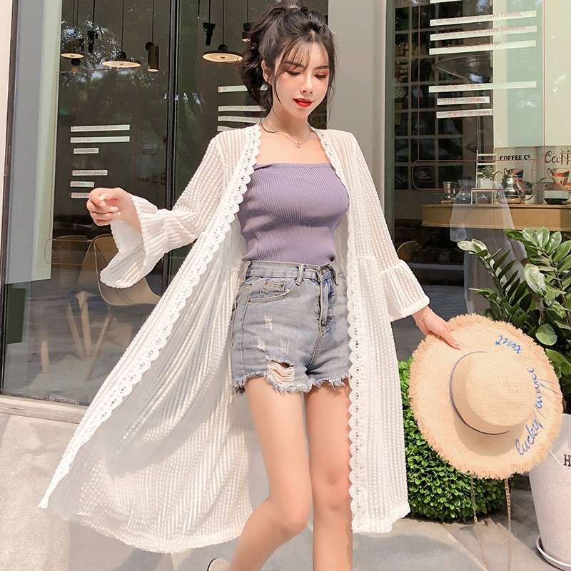 white beach cardigan