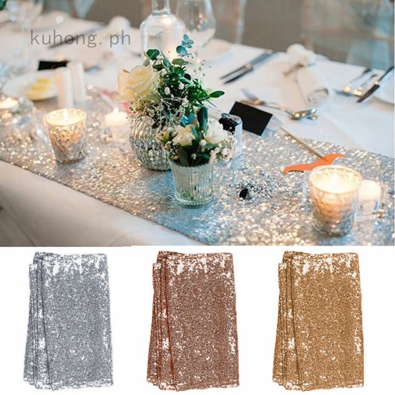 Gold Silver Rose Gold Glitter Paillette Table Runner Sparkly