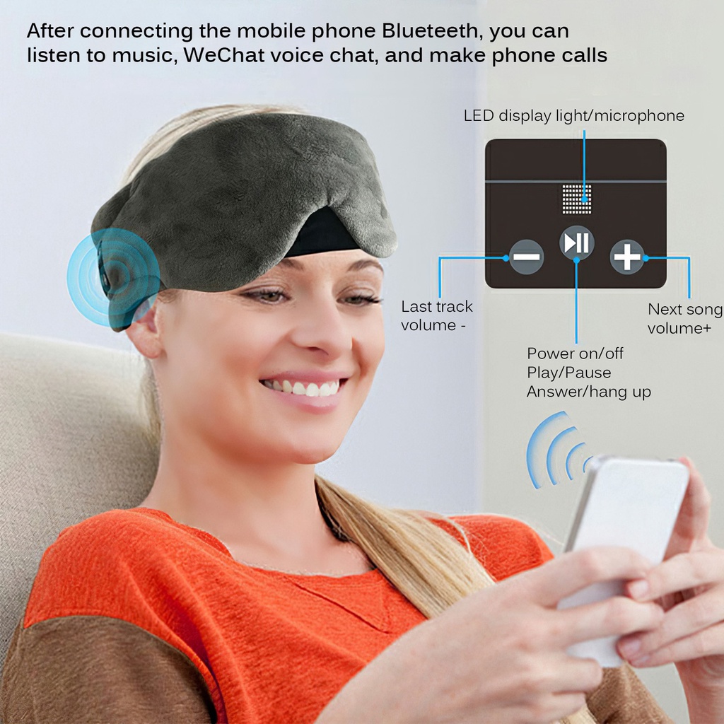 HZN2-Eye Mask Sleep Headphone Mask Blindfold Bluetooth Eye Mask With ...