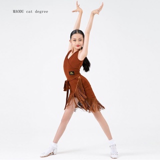 Cha-Cha Children S Latin Dance Practice Clothes Sleeveless Dress Female Professional Tassel Competition Performance #7