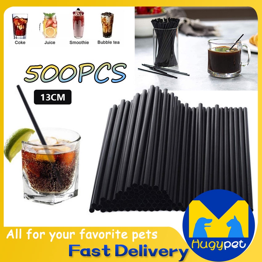 500pcs 5Inch Coffee Stirrers Black Cocktail Straws Plastic Drinking ...