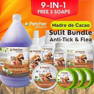 Petcher Organics 9-in-1 Madre De Cacao Anti Tick and Flea Shampoo Bundle for Dog & Cat All Breeds