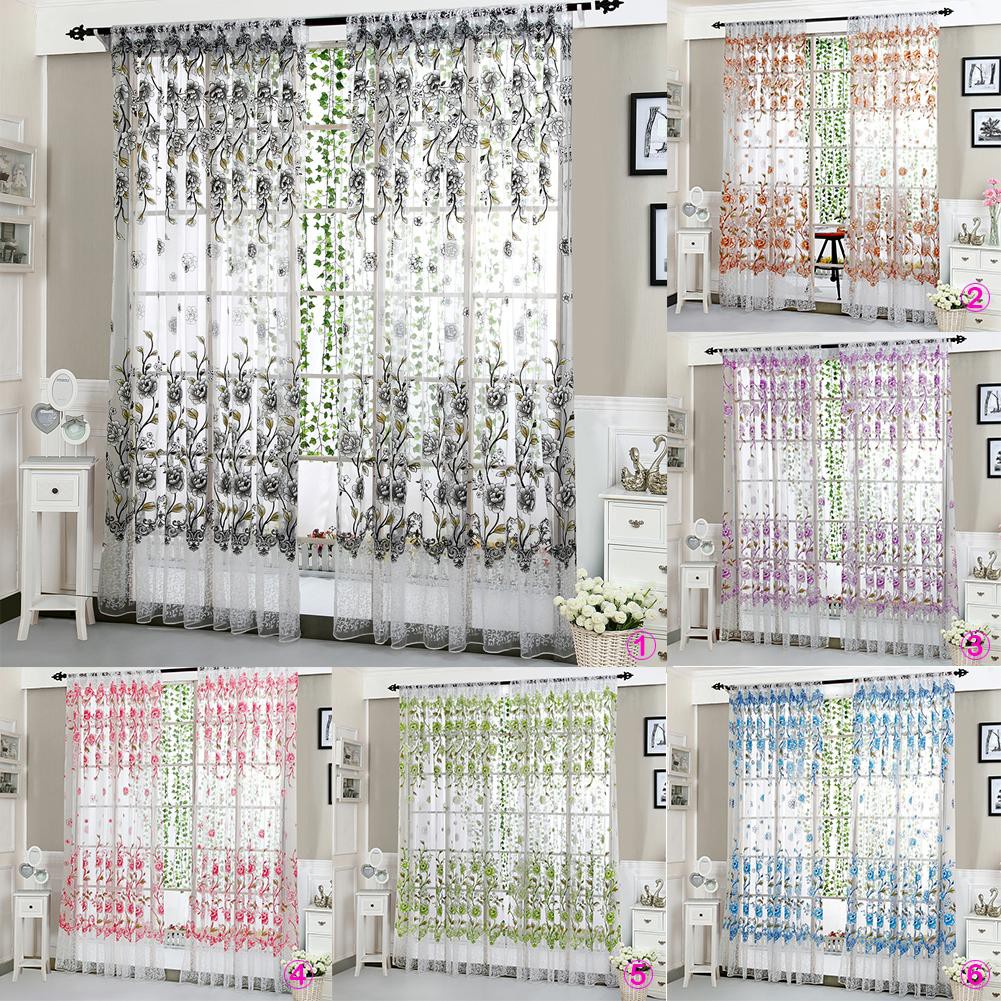 Peony Tulle Curtains For Bedroom Home Decor Living Room Window