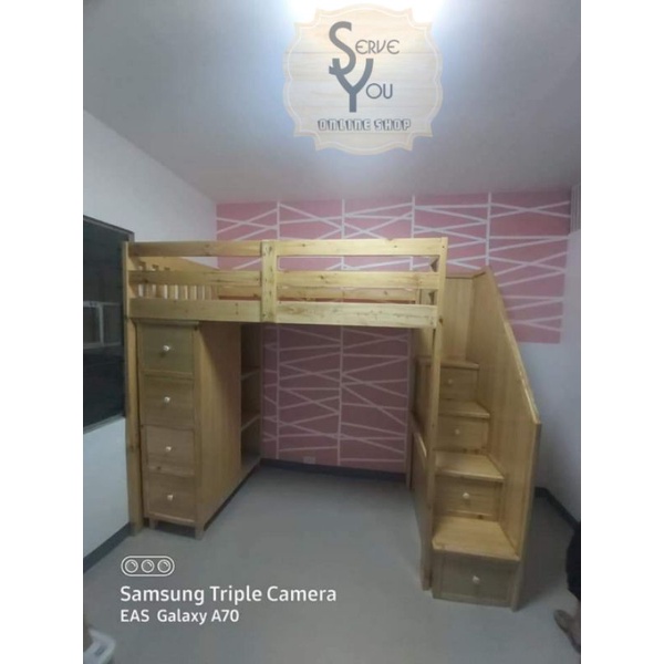 (PREORDER MESSAGE US FIRST) Loft Bed with step drawers and drawers with