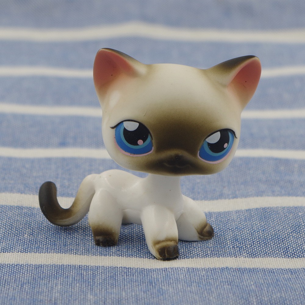 Littlest Pet Shop Purple kitty Short Hair cat blue eyes LPS toys 