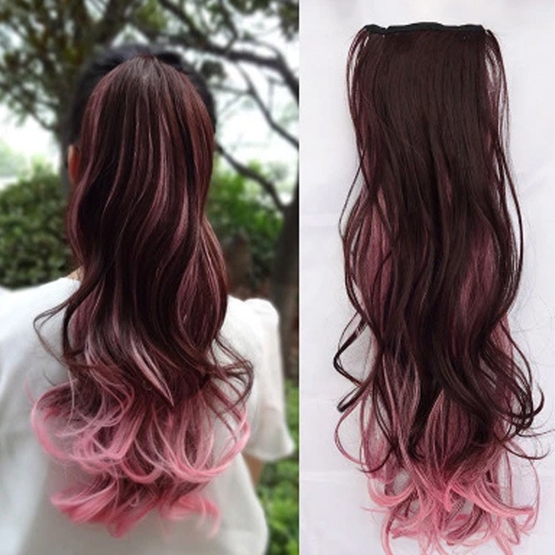 Fashion Women Wig Curly Hair Clip Lady Girls Ponytail Pony Ombre