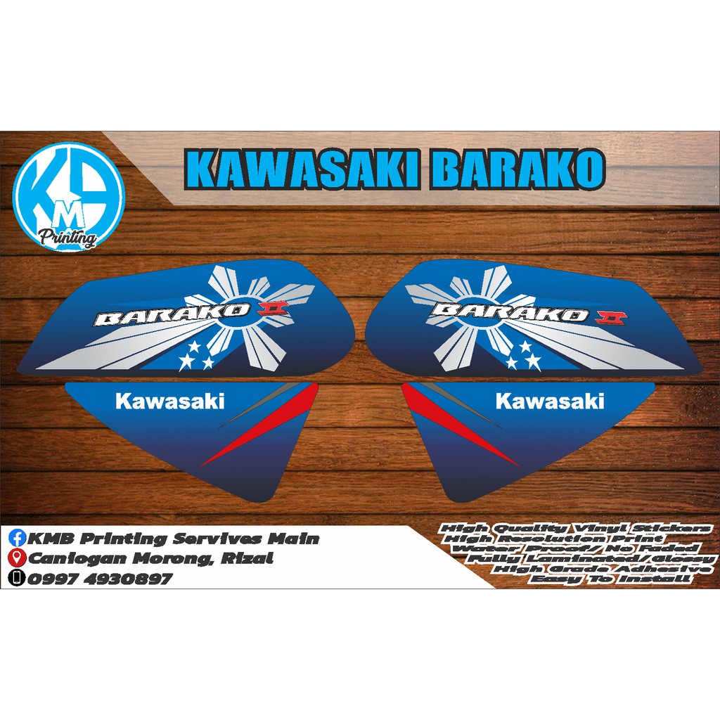 Kawasaki Barako 1 Blue Design Sticker Decals Shopee Philippines