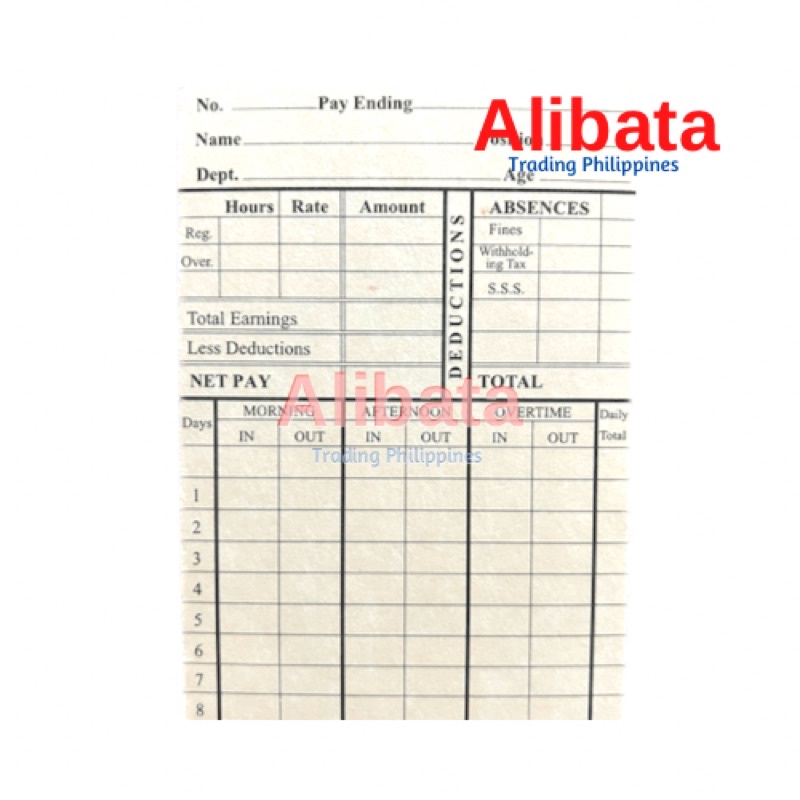 Time Card Log Yellow sold per 10 pieces per pack Shopee Philippines