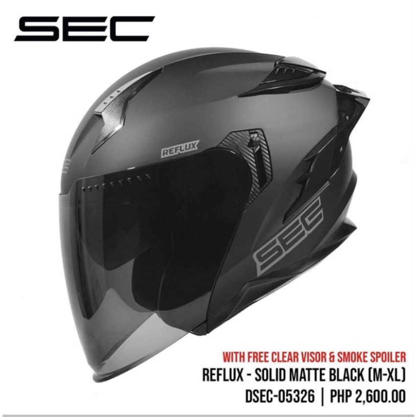 SEC Halfface Dual Visor Helmet Reflux Model (Free Visor and Free