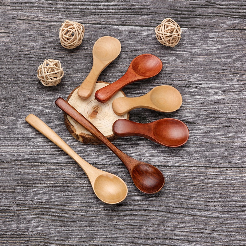 Natural Wooden Spoon  Tea Honey Coffee Condiment Salt Sugar Spoon Cooking Tools Kitchen Gadgets