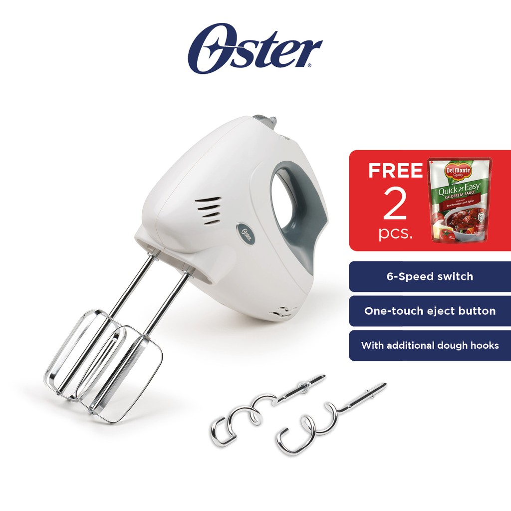 Oster 6Speed Hand Mixer with Chrome Plated Beaters and Dough Hooks