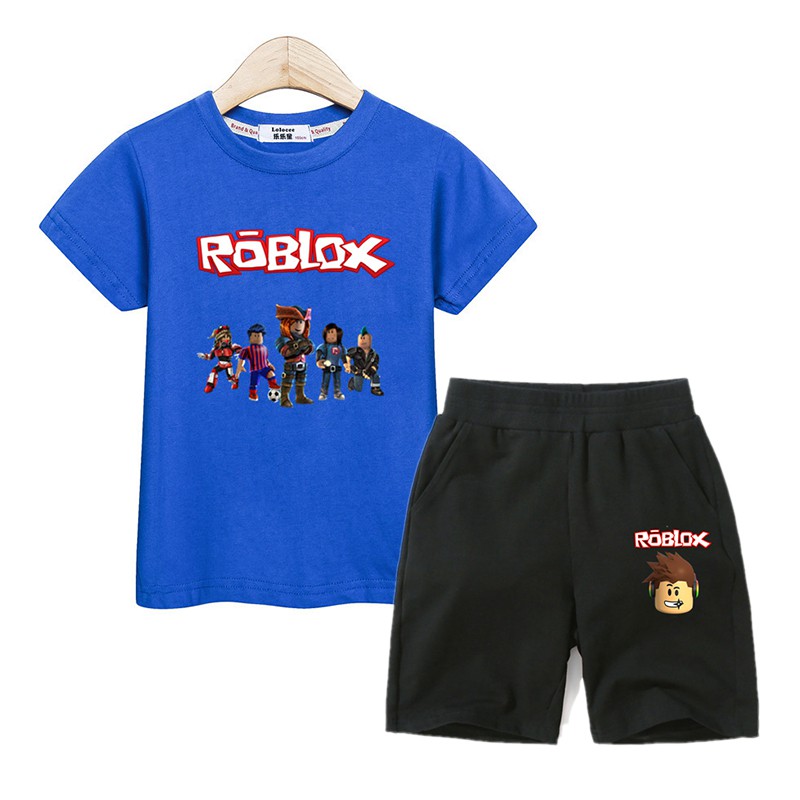Boy Girl Roblox Clothing Suit Kids Shorts Tshirt 2 Piece Set Shopee Philippines - roblox blue suit