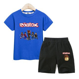 Boy Summer Set Kids Roblox Clothes Shirt Shorts Cartoon Suit Shopee Philippines - roblox suit outfits