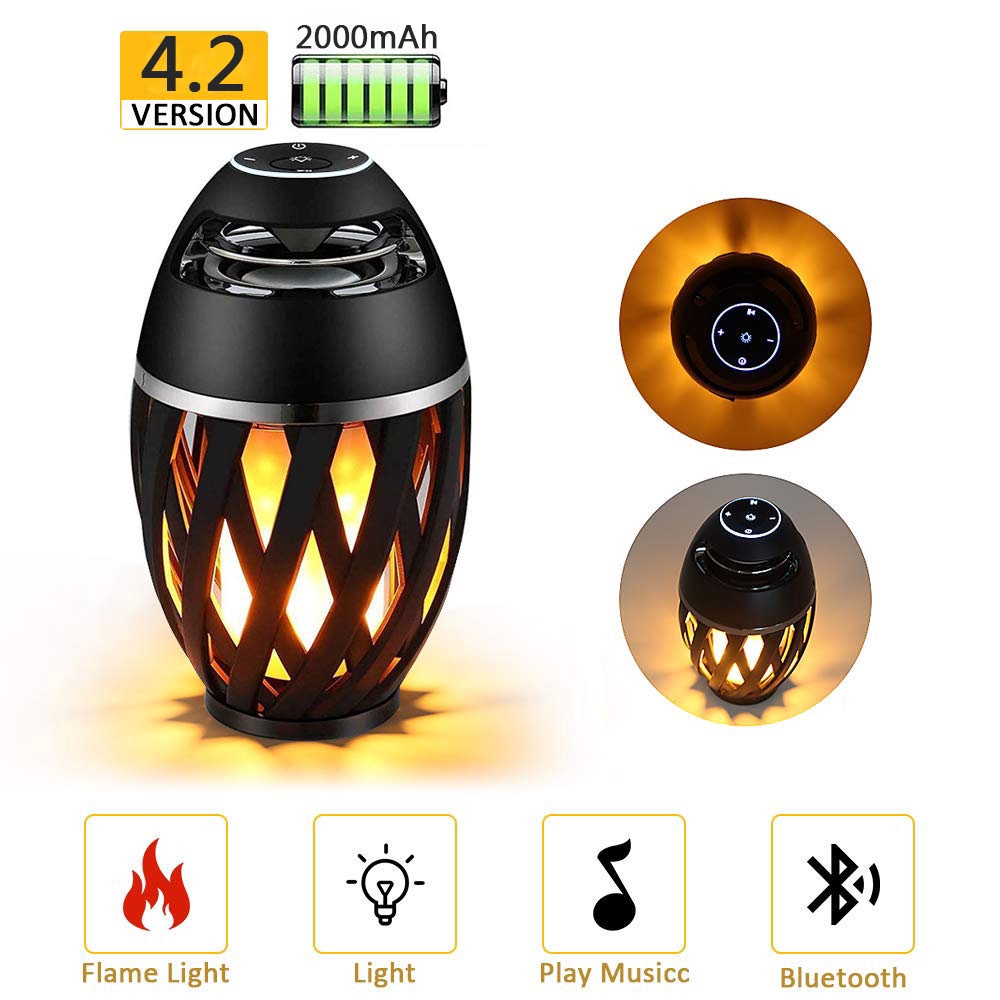 Mini USB Charge Bluetooth Speaker Led Flame Light Outdoor Portable Atmosphere Led Night Lamp