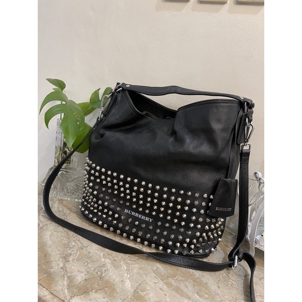 Burberry Studded Leather Hobo Bag | Shopee Philippines
