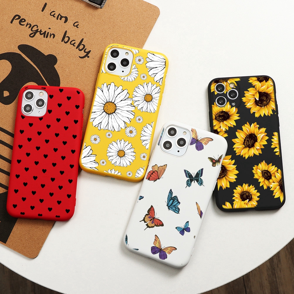 Sunflowers And Butterfly Casing Black Red Yellow White Soft Silicone Case For Iphone 11 Pro 11 Pro Max 11 X Xs Xr Casing Iphone Se Xs Max 5 5s Se 6