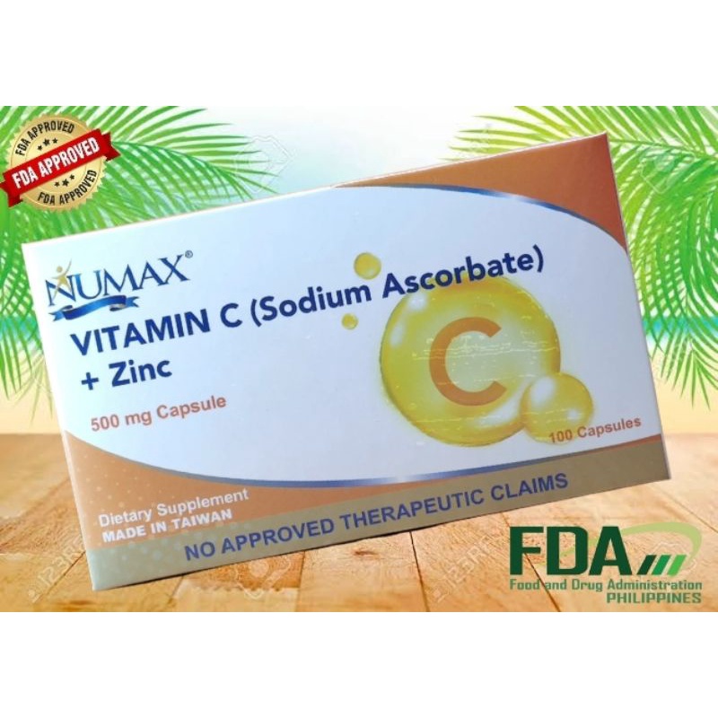 NUMAX (Vitamin C sodium Ascorbate + Zinc) 100 Capsules Shopee Philippines