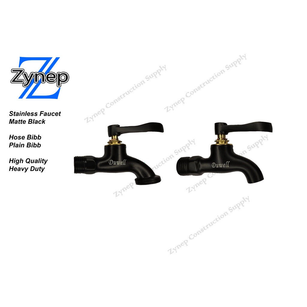 DUWELL SINK STAINLESS FAUCET BLACK EDITION HOSE BIBB / PLAIN BIBB