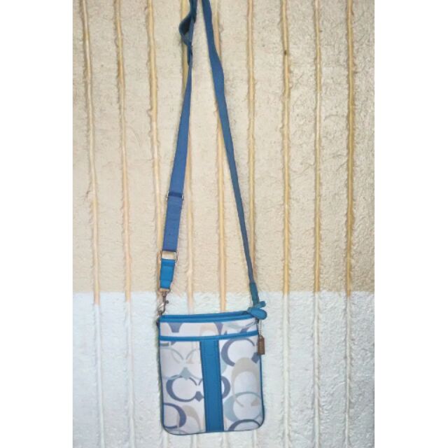 coach blue sling bag