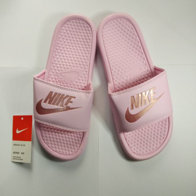 nike pink benassi slides