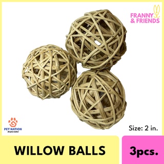 Franny & Friends Willow Balls (3pcs x 2in) Hamster Toys Rabbit Ball Rabbit Toy Rattan Ball Hamster B