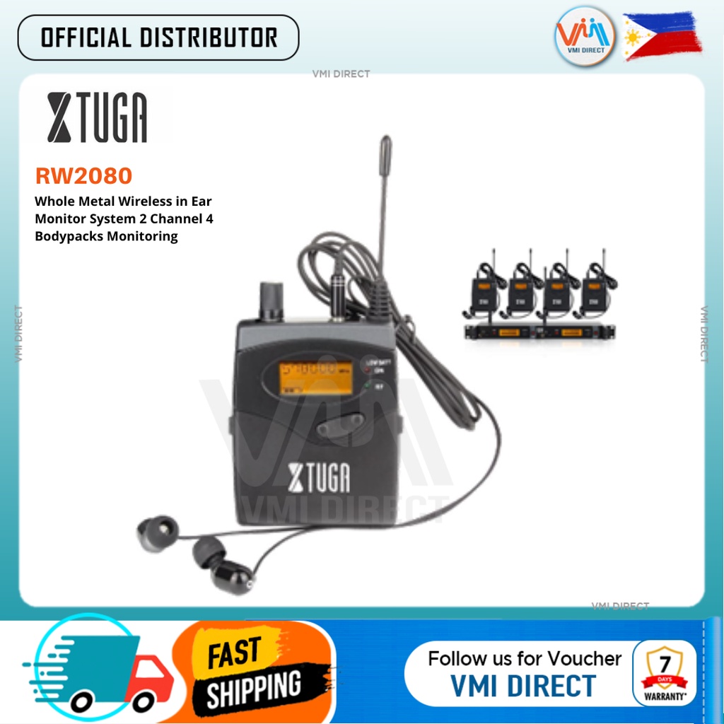 XTUGA RW2080 Whole Metal Wireless in Ear Monitor System 2 Channel 4