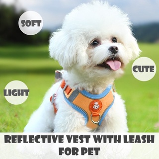 Pet Dog Cat Reflective Vest and Leash Set Small Dog Vest  Harness Dog Cat  Deerskin Vest +Leash