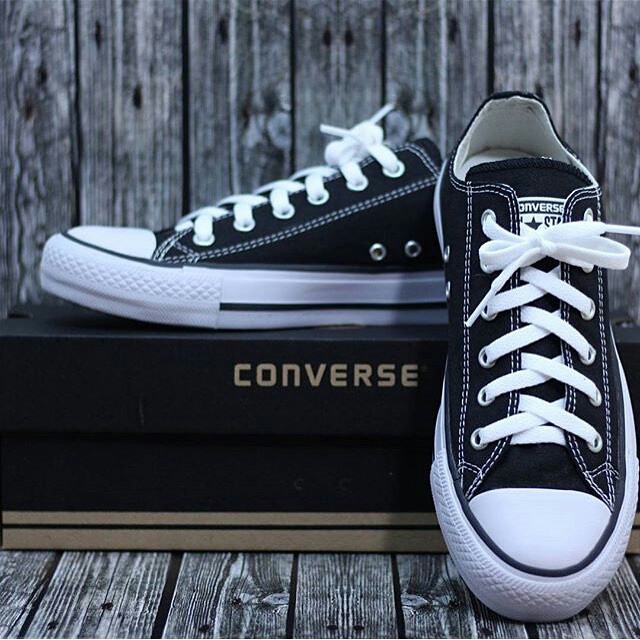 converse ox black white
