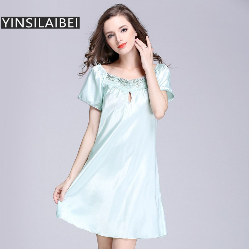 long satin nightdress with sleeves