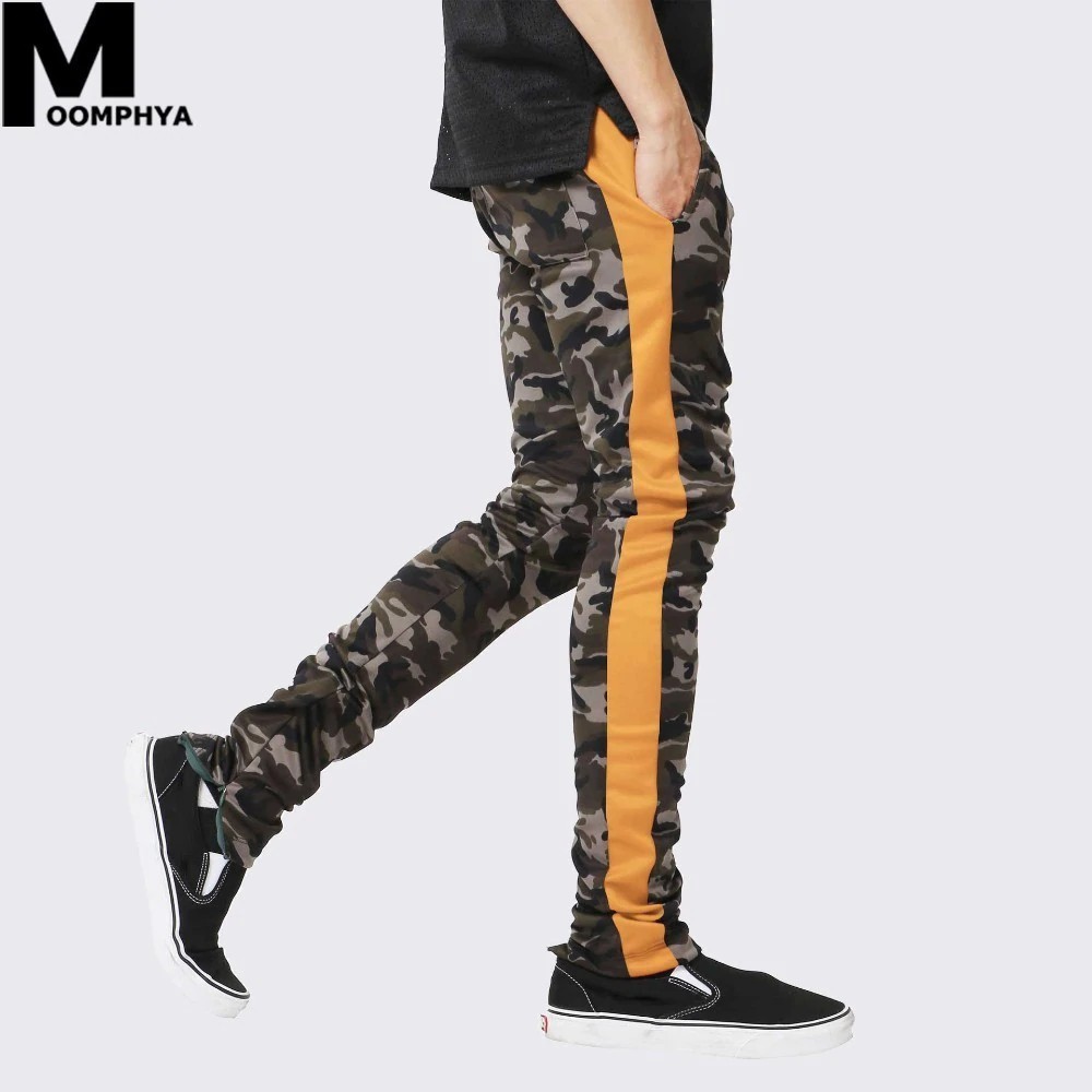 camo pants with yellow stripe