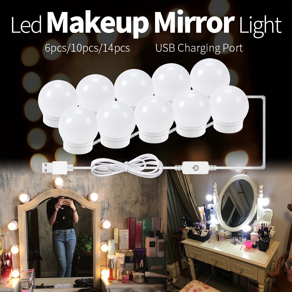 6 10 14bulbs Led 12v Makeup Mirror, Vanity Mirror Light Bulb Replacement