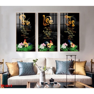 [Combo 3 Panels] Phuc Loc Tho Mirror Coated Paintings Ratio 1: 2 Hanging Living Room, Church Room - Complete Finished Painting Just Hang #7