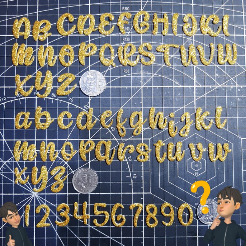 (2 CM HEIGHT) Funky Cursive Alphabet Letter Glitter Foam Stickers