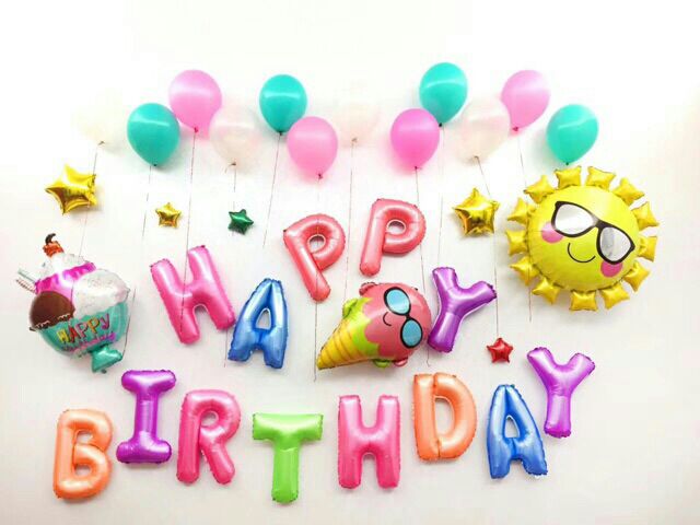 Happy birthday asstd metallic foil balloon helium quality 16”