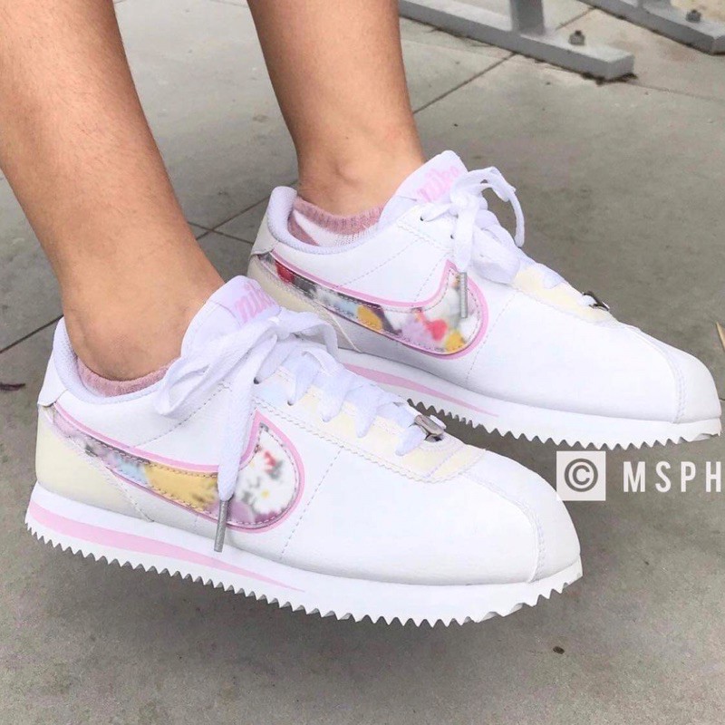 nike cortez womens white and pink
