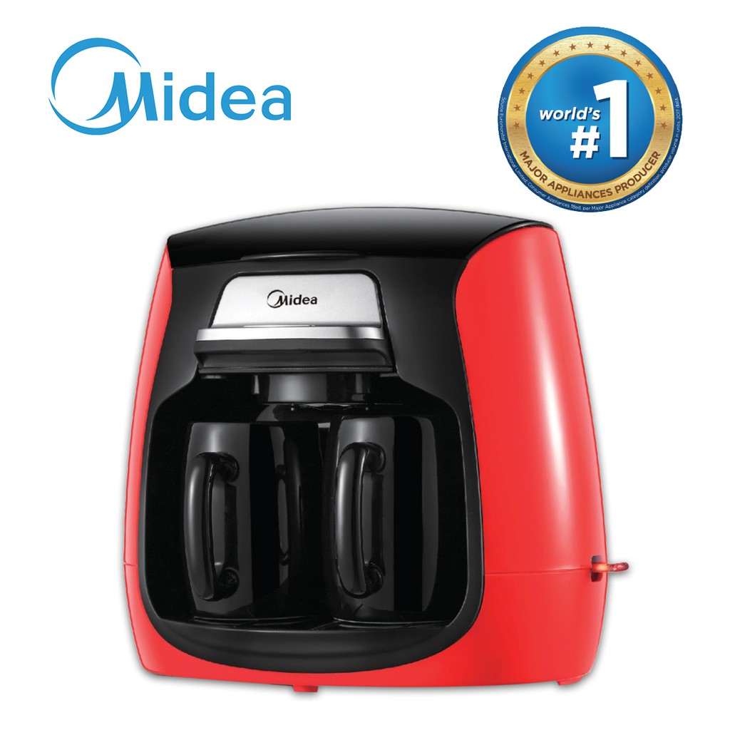 Midea Black and Red Coffee Maker w/ 2 Cups Capacity and 60 Hz Voltage