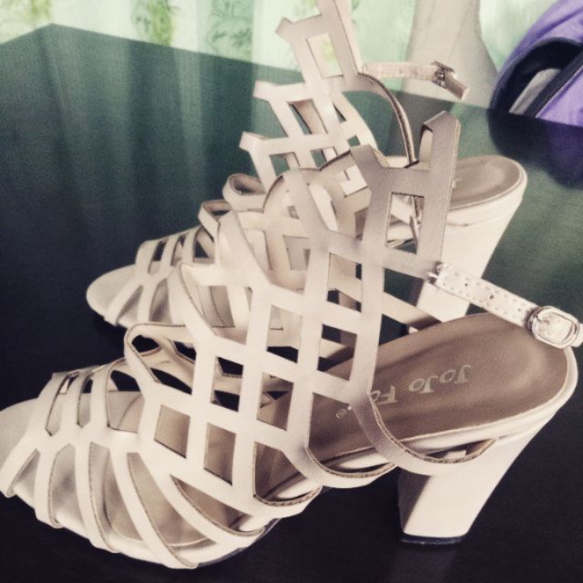 caged block heel