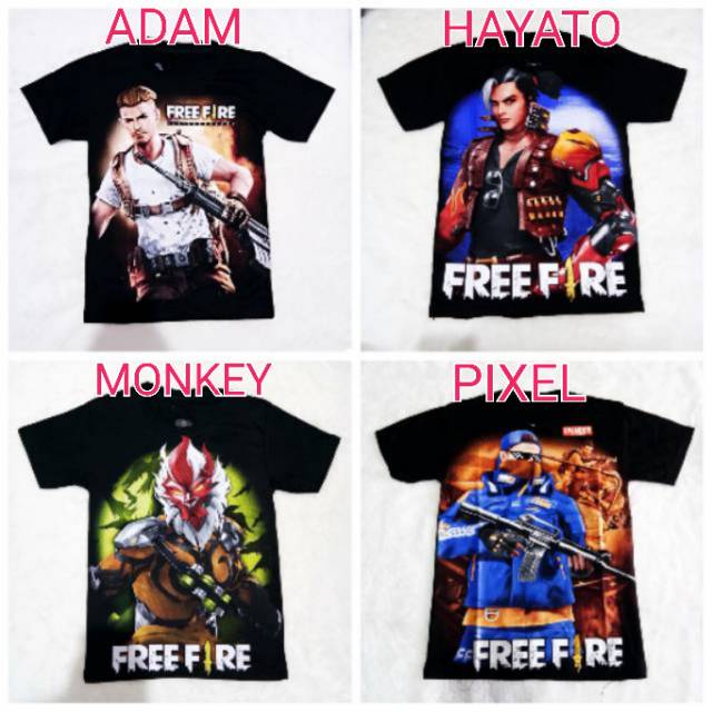 Free Fire Adam Children S T Shirt Free Fire Hayato Free Fire Monkey Shirt Free Fire Pixel Shopee Philippines