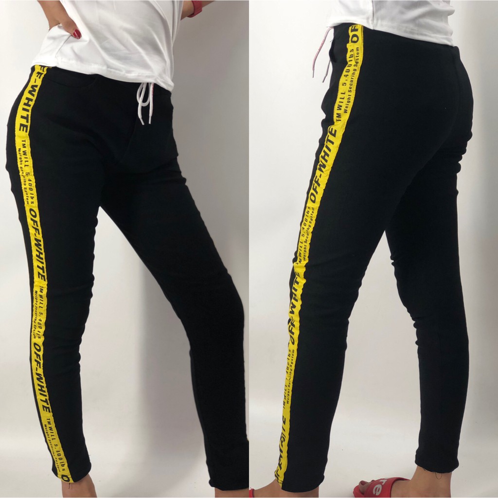 off white track pants yellow